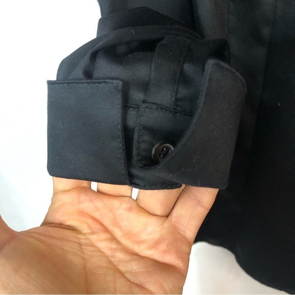 ColdWater Creek Women’s Blouse Classic Black Fitted Shirt Tail Hem French Cuff - Picture 4 of 8